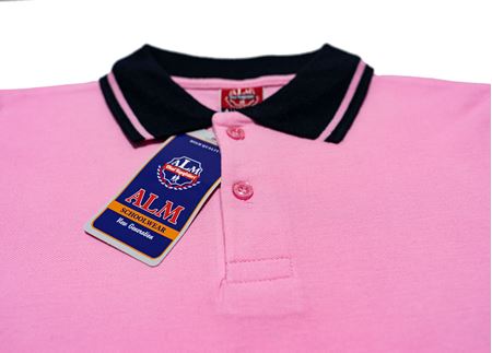 TOZ PEMBE KISA KOL LAKOS YAKA TİŞÖRT