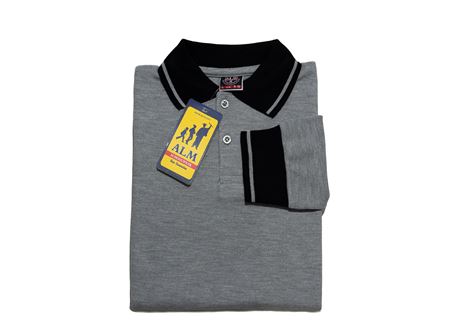 GRİ UZUN KOL LAKOS YAKA TİŞÖRT