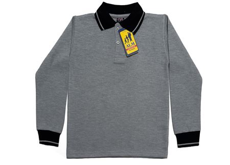 GRİ UZUN KOL LAKOS YAKA TİŞÖRT