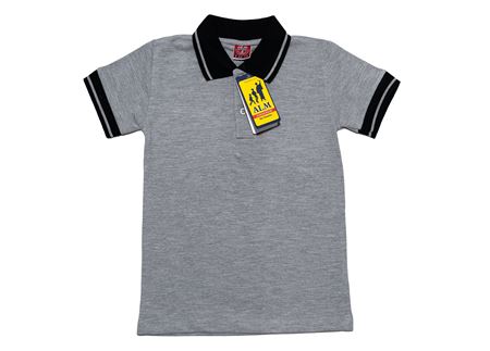 GRİ KISA KOL LAKOS YAKA TİŞÖRT