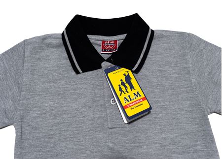 GRİ KISA KOL LAKOS YAKA TİŞÖRT