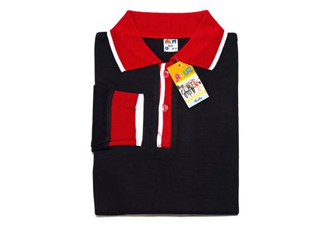 KIRMIZI SİYAH UZUN KOL LAKOS YAKA TİŞÖRT