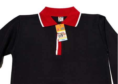 KIRMIZI SİYAH UZUN KOL LAKOS YAKA TİŞÖRT