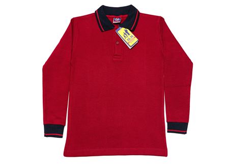 KIRMIZI UZUN KOL LAKOS YAKA TİŞÖRT