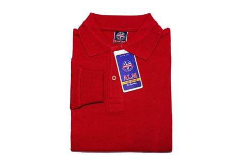 DÜZ KIRMIZI UZUN KOL LAKOS YAKA TİŞÖRT