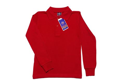 DÜZ KIRMIZI UZUN KOL LAKOS YAKA TİŞÖRT