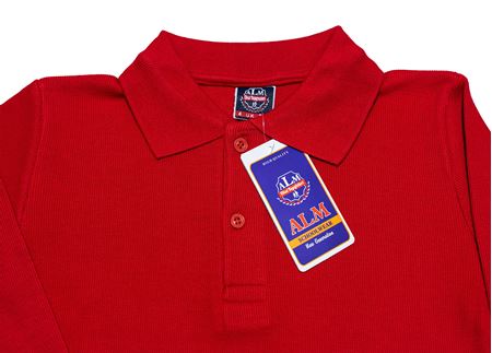 DÜZ KIRMIZI UZUN KOL LAKOS YAKA TİŞÖRT