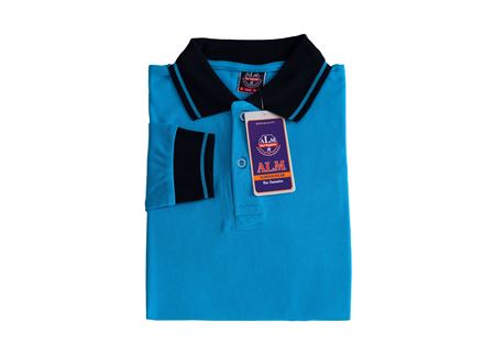 SİYAH ÇİZGİ YAKA MAVİ UZUN KOL LAKOS TİŞÖRT