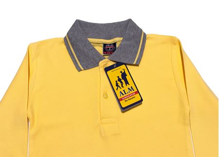 GRİ YAKA SARI UZUN KOL LAKOS TİŞÖRT