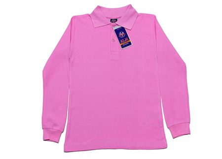 DÜZ PEMBE UZUN KOL LAKOS YAKA TİŞÖRT