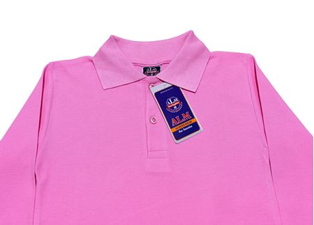 DÜZ PEMBE UZUN KOL LAKOS YAKA TİŞÖRT