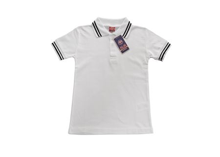 KISA KOL SİYAH ÇİZGİ YAKALI LAKOS TİŞÖRT BEYAZ