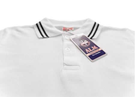 KISA KOL SİYAH ÇİZGİ YAKALI LAKOS TİŞÖRT BEYAZ