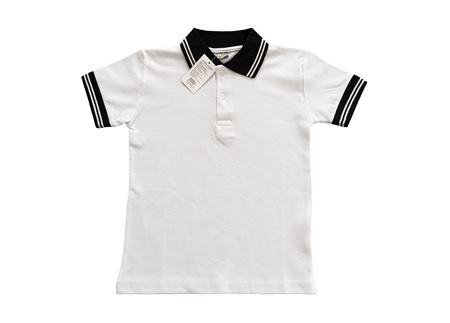KISA KOL SİYAH YAKA POLO TİŞÖRT BEYAZ
