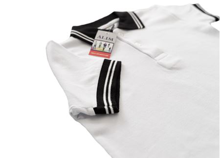 KISA KOL SİYAH YAKA POLO TİŞÖRT BEYAZ