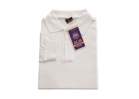 UZUN KOL DÜZ BEYAZ YAKA LAKOS TİŞÖRT BEYAZ