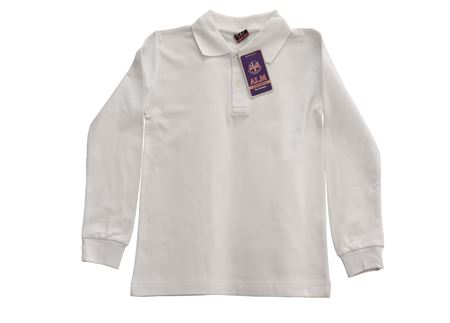 UZUN KOL DÜZ BEYAZ YAKA LAKOS TİŞÖRT BEYAZ