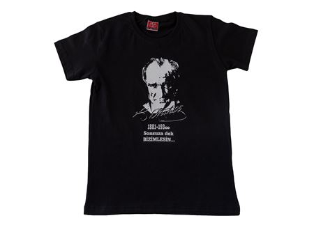 ATATÜRK ARMALI KISA KOL TİŞÖRT SİYAH